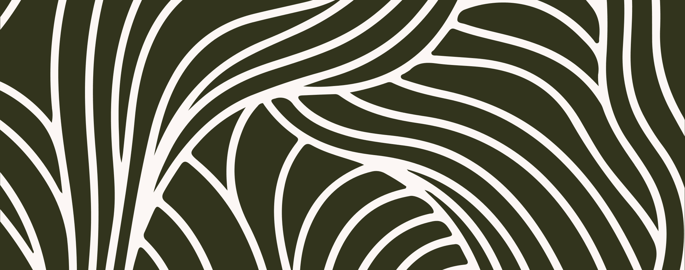 Detail of the logomark: flowing cream lines drawn from the sculpted walls