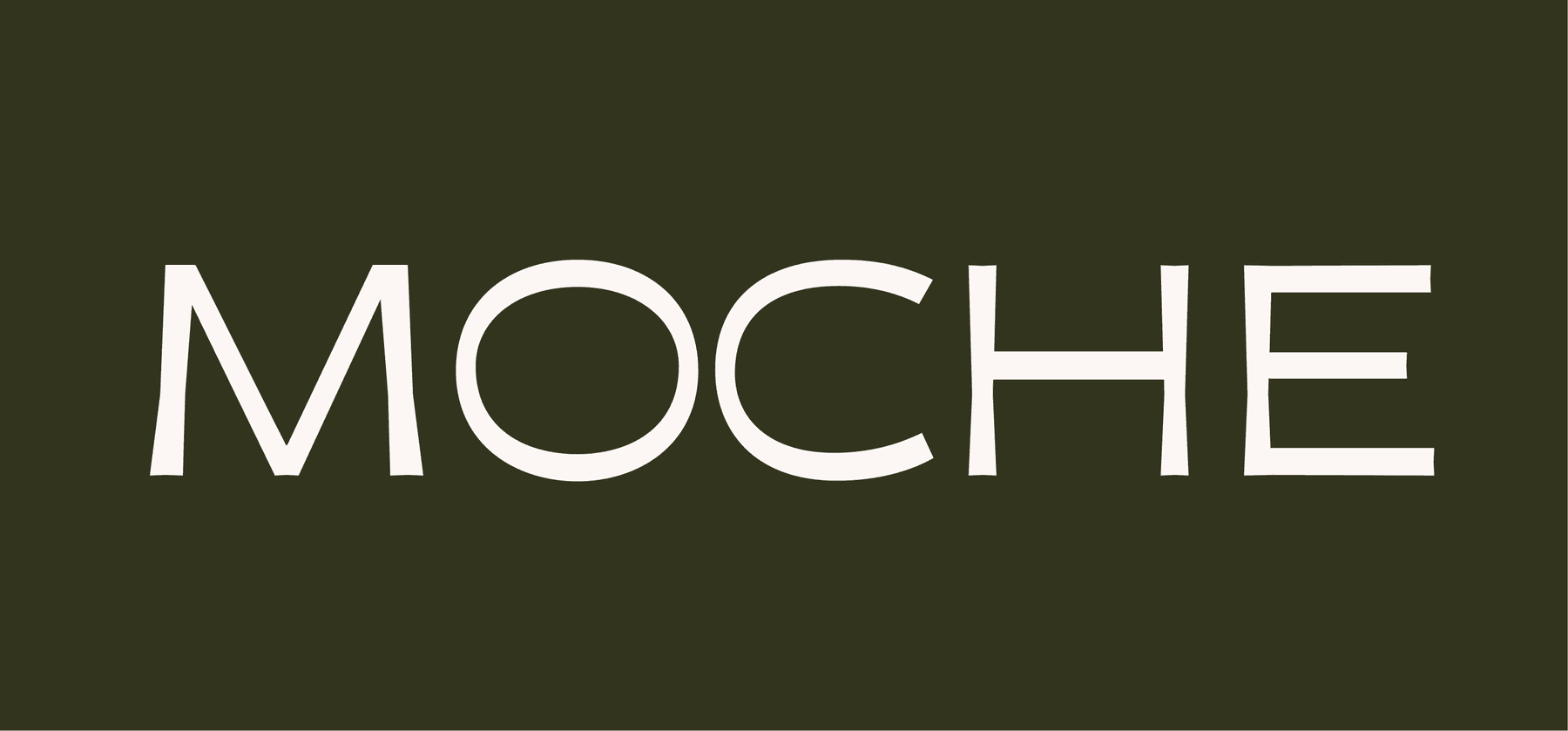 Typeface specimen: MOCHE, cream on olive