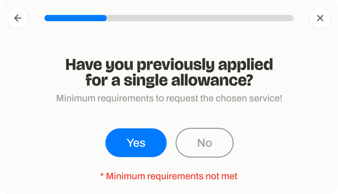 The same question with the error "Minimum requirements not met" beneath the answers